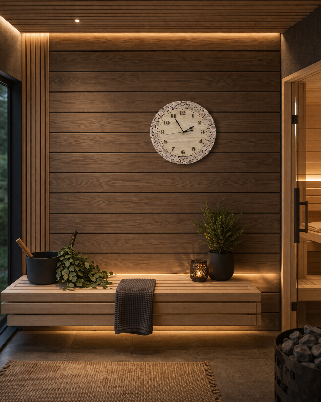 Dabīga kadiķa paneļi un interjera priekšmeti SPA centru, viesu namu un arhitektūras projektiem